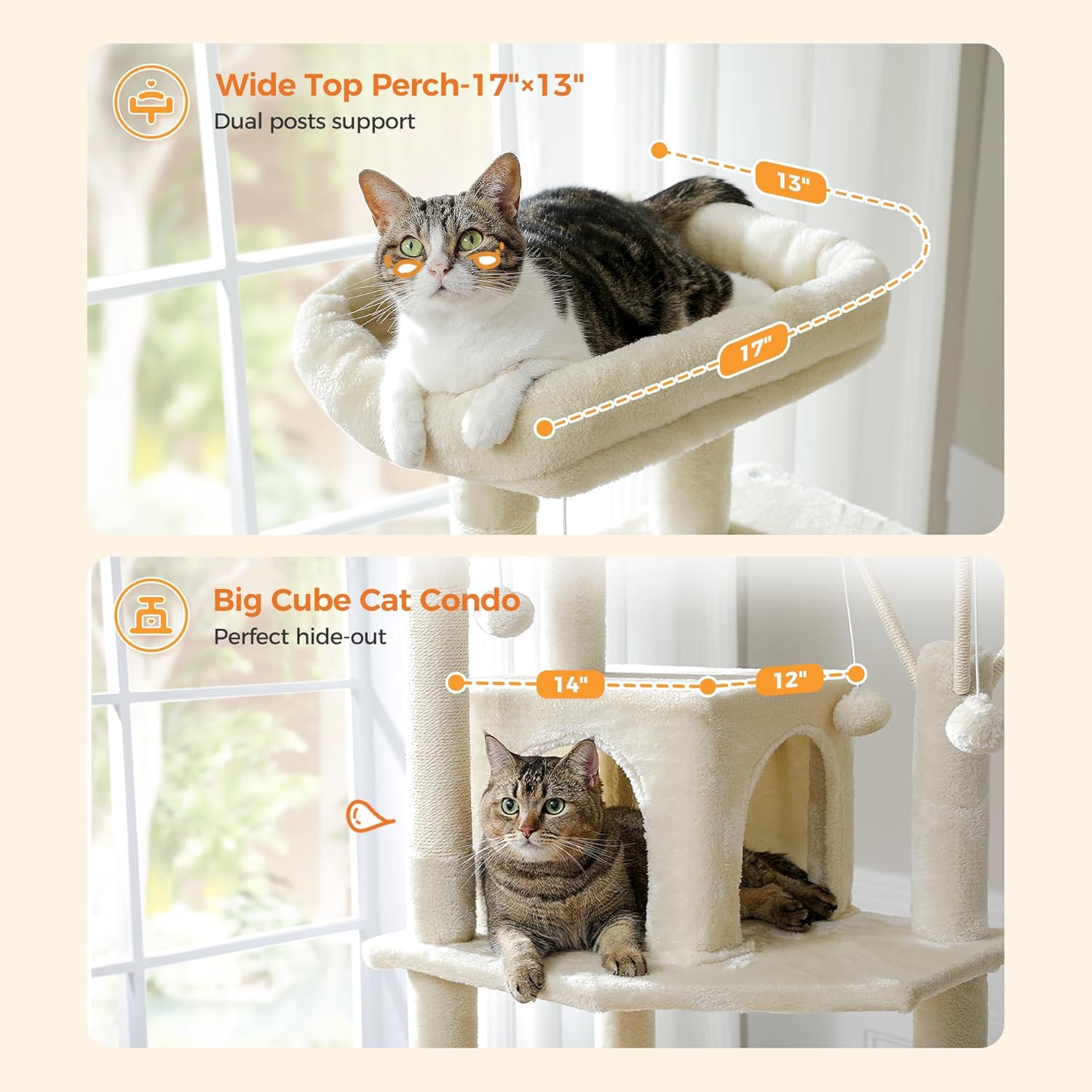 Catopia Co. luxury cat furniture featuring a wide plush top perch and a spacious cube cat condo—perfect for relaxing and hiding. Designed for modern Canadian homes. Canadian local business, ships only within Canada.
