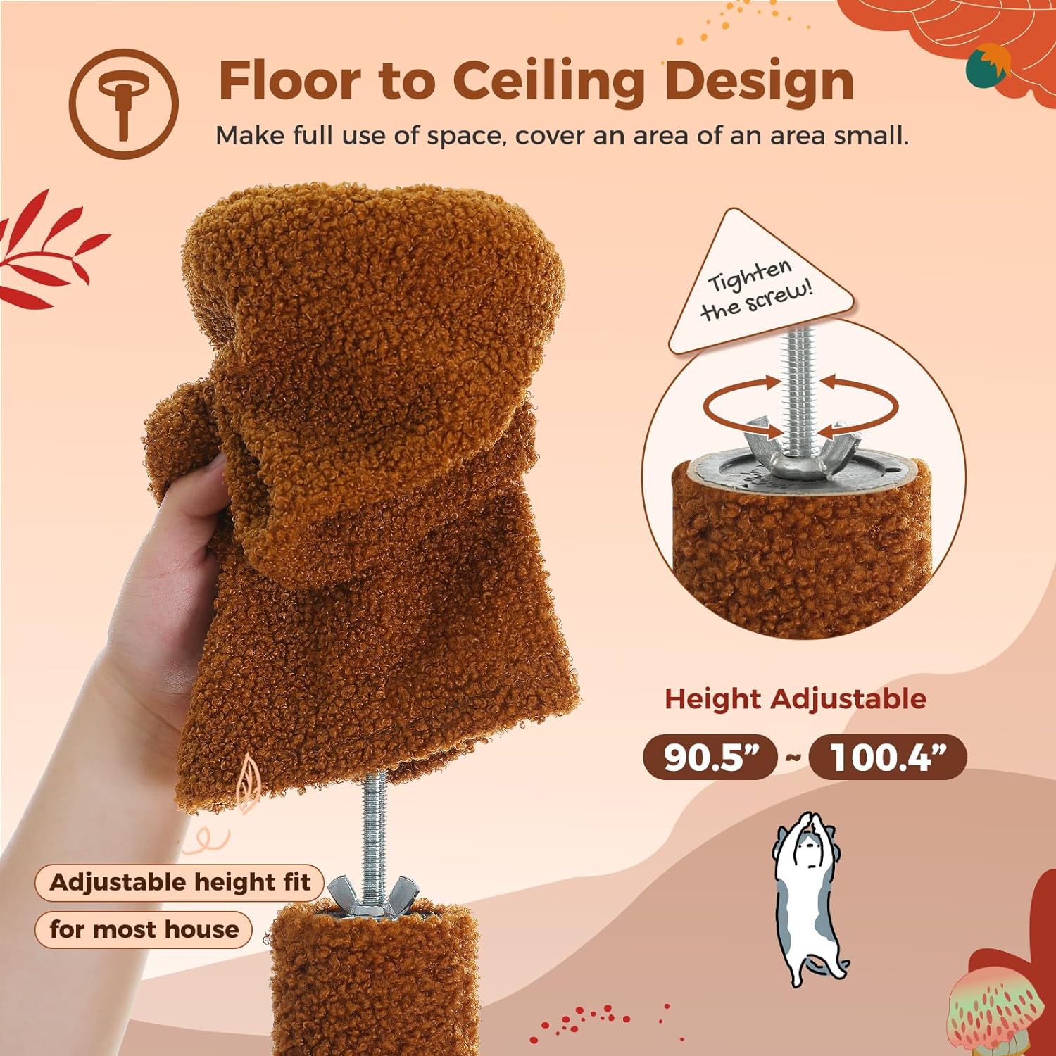 Brown pet bed with height adjustment feature on a beige background