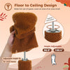 Brown pet bed with height adjustment feature on a beige background