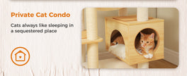 Catopia Co. Deluxe Wood Adjustable Floor to Ceiling Cat Tree - Beige