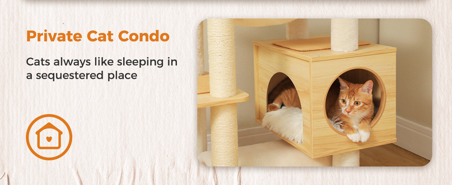 Catopia Co. Deluxe Wood Adjustable Floor to Ceiling Cat Tree - Beige