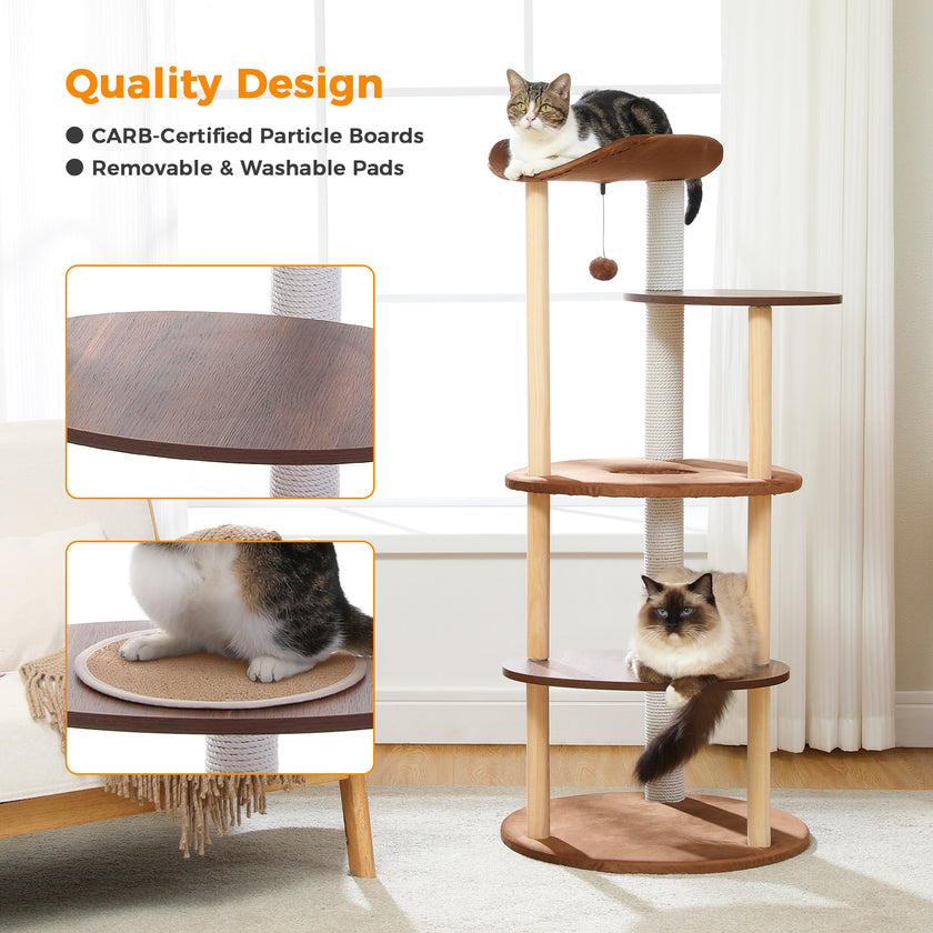 Natural Wood Multi-Level Cat Tower for Modern Homes – Catopia Co. Canada