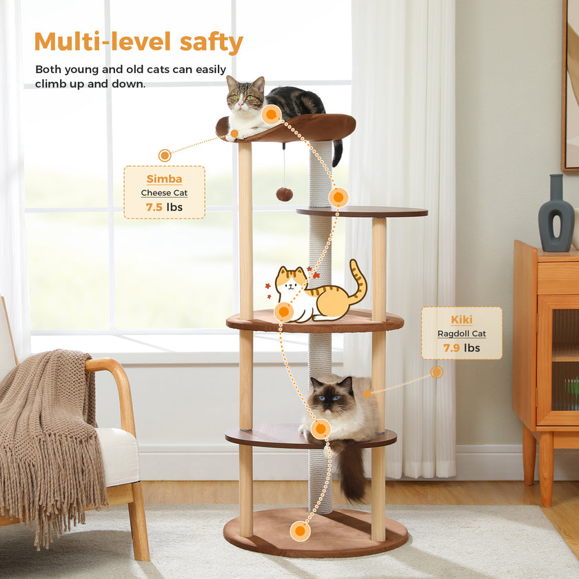 Natural Wood Multi-Level Cat Tower for Modern Homes – Catopia Co. Canada