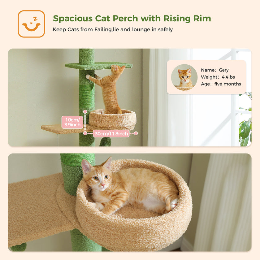 4-Tier Floor to Ceiling Cat Tree with Extra Thick Scratch Post