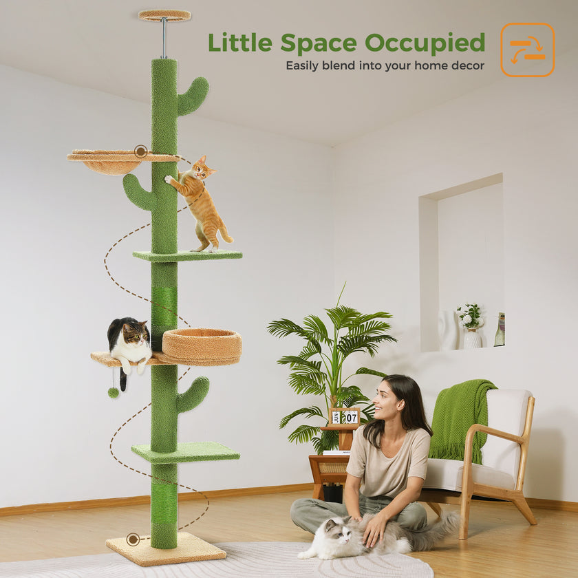 4-Tier Floor to Ceiling Cat Tree with Extra Thick Scratch Post