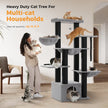 Catopia Co. Canada Heavy-duty cat tree for multi-cat households with multiple cats on shelves, woman holding a large cat. Cat tree for maine coon cats