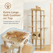 Modern Beige Wooden Cat Tree Tower with Acrylic Bowl & Cozy Top Bed – Luxury Cat Furniture Canada | Catopia Co.
