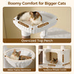 White cat tree showing a 47 × 39 cm top perch, 40 cm metal-frame hammock, and 60 × 38 × 30 cm private condo