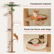 Floor-to-ceiling cat tree with transparent bubble bed and plush round cat perch