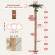 Dimensions of adjustable floor-to-ceiling cat tree with bubble bed and scratching post