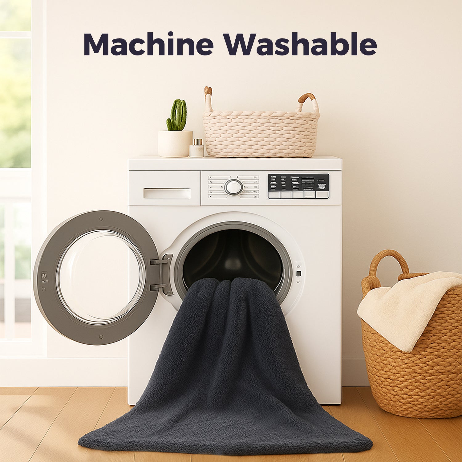 Machine-washable removable grey cover for XL foldable dog bed