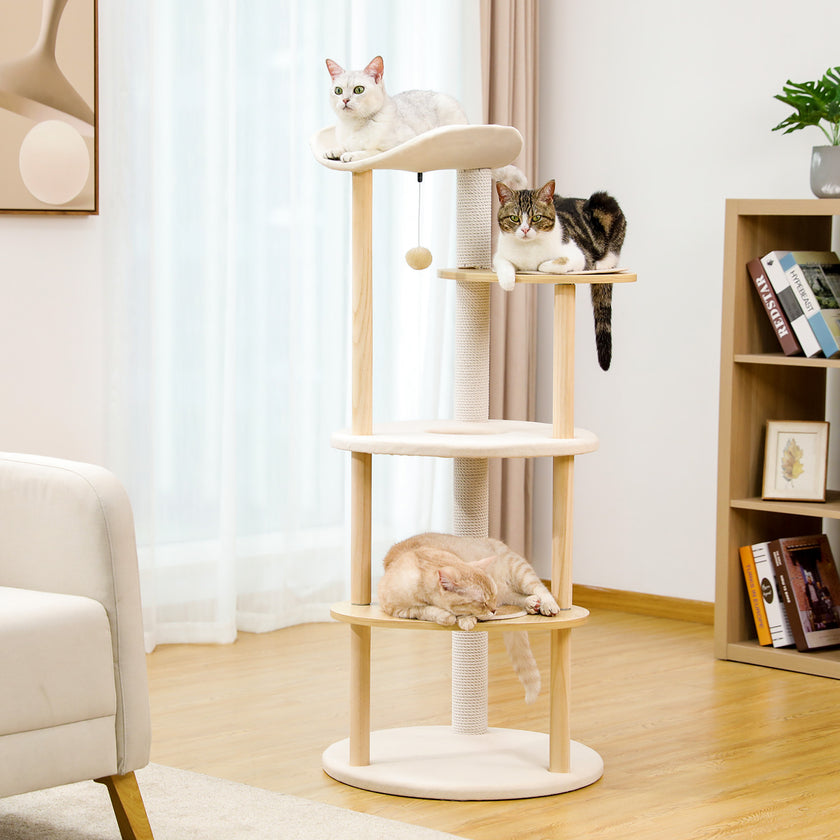 Natural Wood Multi-Level Cat Tower for Modern Homes – Catopia Co. Canada