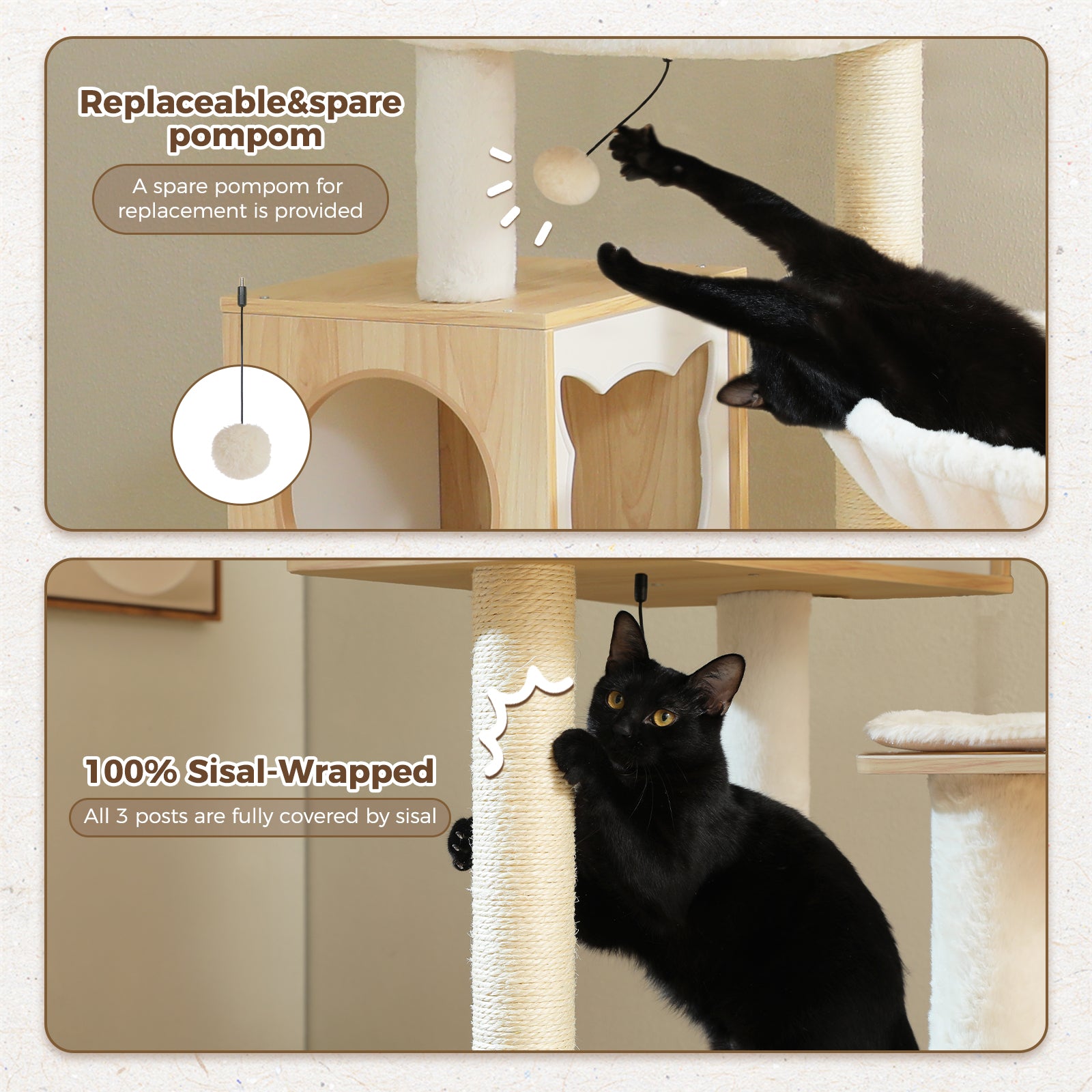 Woodland Series – Modern Wooden Cat Tree Tower with Hammock | Catopia Co.