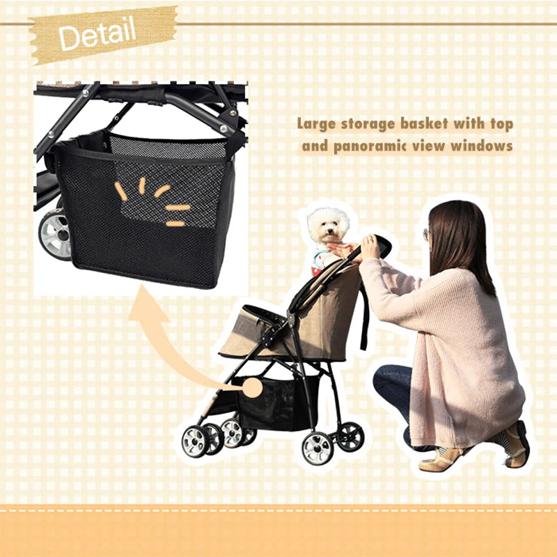 Sturdy Pet Stroller with 4 Wheels
