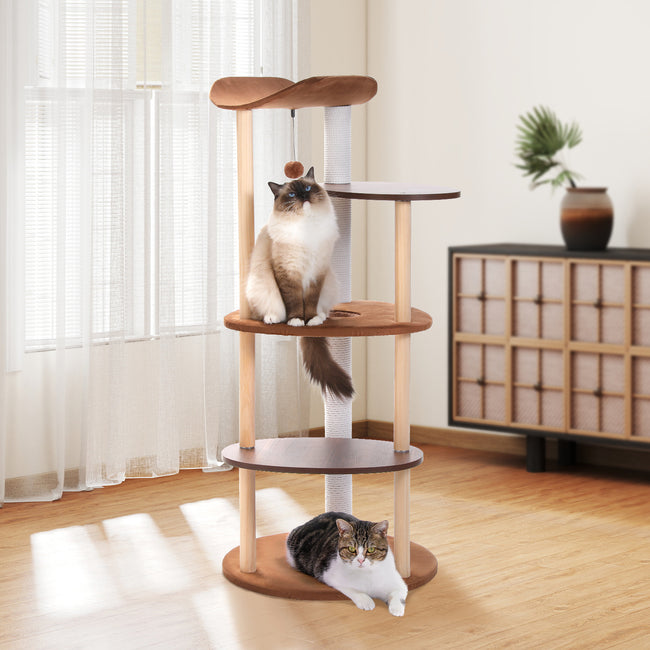 Natural Wood Multi-Level Cat Tower for Modern Homes – Catopia Co. Canada