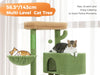 143cm Tall Cactus Cat Tree for Large Cats Adult with Large Top Perch with Plush Hammock - Green