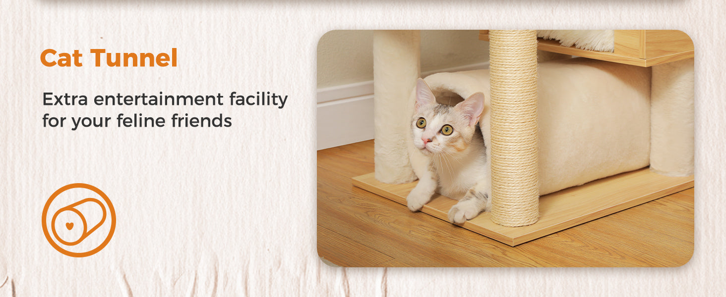 Catopia Co. Deluxe Wood Adjustable Floor to Ceiling Cat Tree - Beige