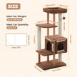 135 cm wooden cat tree dimensions showing a 60 by 40 cm base, 40 cm top perch, large condo, platforms, and sisal scratching posts
