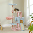 A pastel pink and blue flower-shaped multi-level cat tree by Catopia Co., a Canadian local business that ships only within Canada. This stylish modern cat tree features soft platforms, a cozy cat condo, a hammock, and a cloud-like top perch, perfect for climbing, lounging, and scratching. A top-rated cat tree that doubles as aesthetic cat furniture.