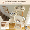 186cm Tall Cat Tree Wooden Cat Tower for Large Cat with Condo House - Beige White