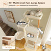 186cm Tall Cat Tree Wooden Cat Tower for Large Cat with Condo House - Beige White