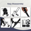Collage of a black stroller with text 'Easy Disassembly' on a white background.